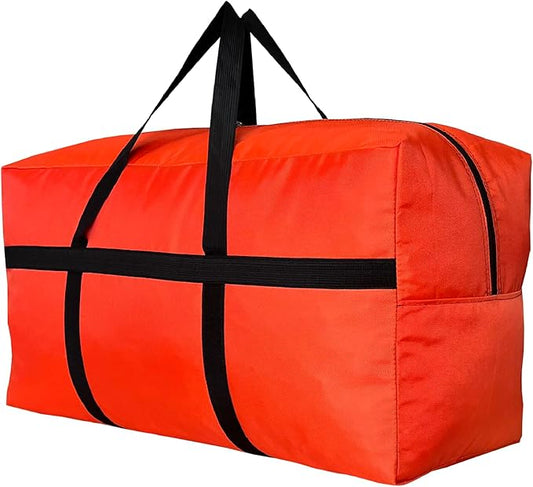 YiKitHom Extra Large Storage Duffle Bag with Zippers and Handles, Big Foldable Duffle Bag for Travel Orange 60L