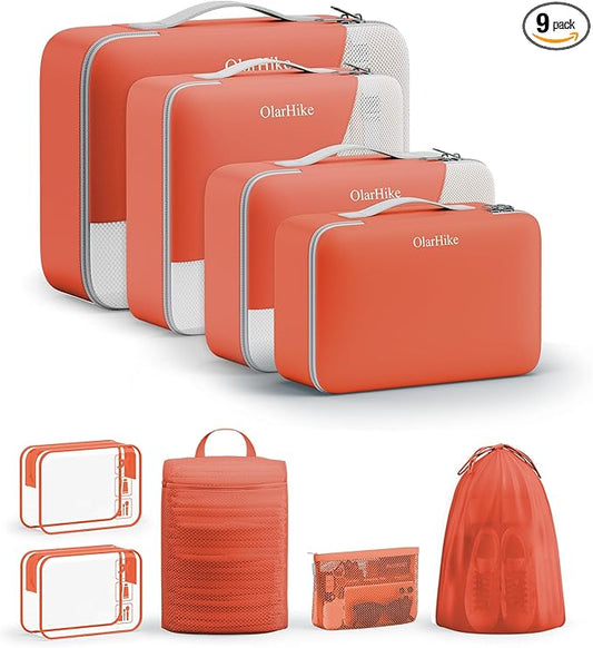 9 Set Packing Cubes for Travel, Gifts for Women Mom,Anti-Tearing Suitcase Organizer,OlarHike Vacation Essentials & Accessories for Cruise Ship