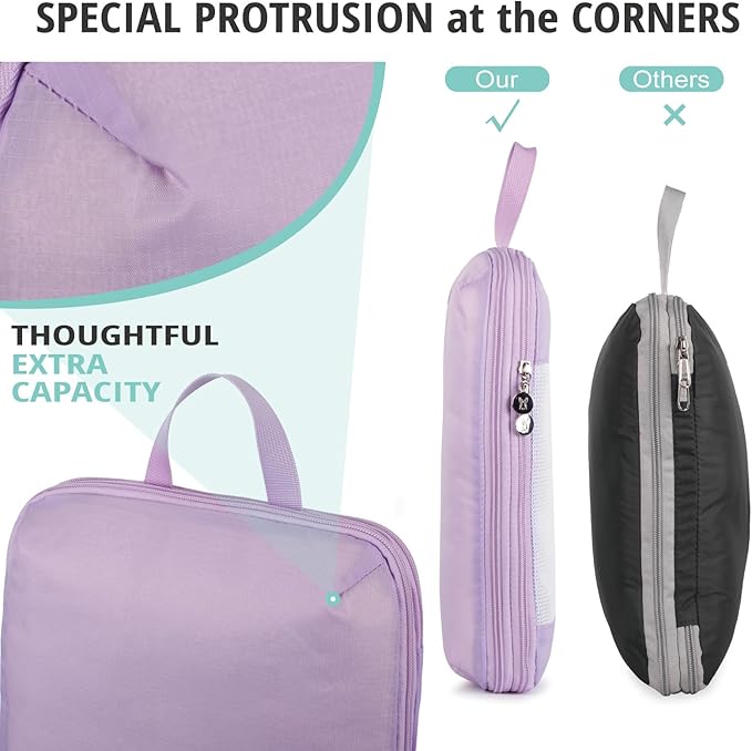 6/8 Sets Compression Packing Cubes for Travel, Bunnychill Portable Zipper Packing Cube for Cloting, Expandable Space Saver Storage Luggage Organizer Bags for Suitcases