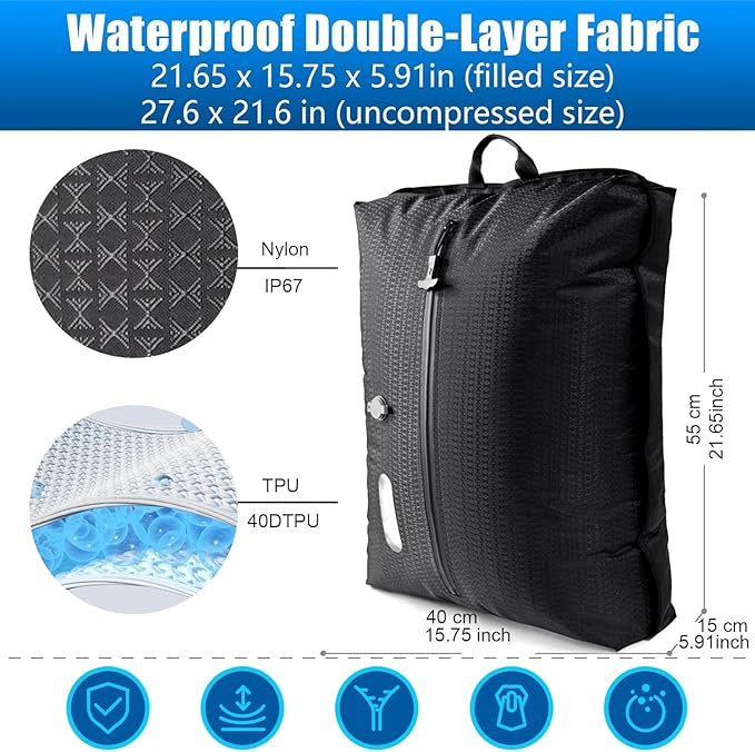 Travel Vacuum Bags with Pump–Electric Wireless Air Pump (1PC NO Pump)