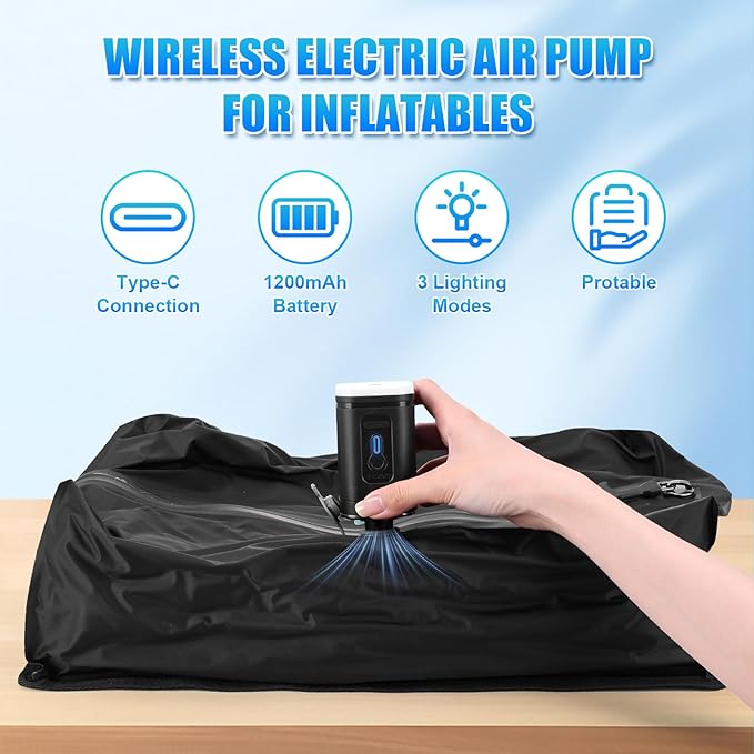 Travel Vacuum Bags with Electric Pump, Premium 210D-TPU Tear-Resistant Space Saver Bags, IPX8 Waterproof Compression Packing Cubes for Carry on Backpack, Suitcase, Travel Essentials (1PC + PUMP)
