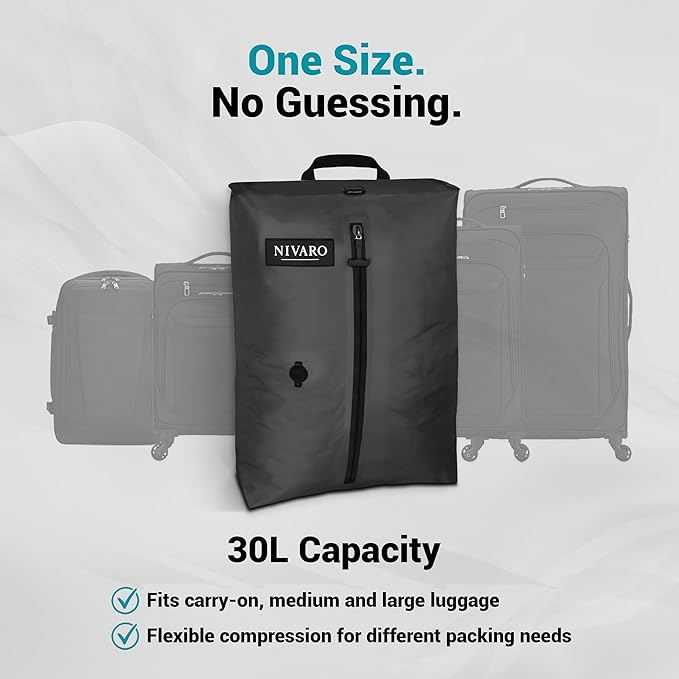 Travel Vacuum Compression Bags | Large 30L 2-Pack | Waterproof & Reusable | Space Saver Bags for Luggage | Wireless Pump Included