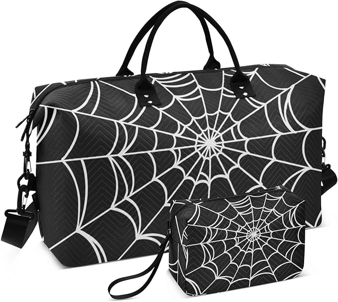 Spider Web Quilted Travel Bags Weekender Duffle Bags With Toiletry Bag Carry on Overnight Duffels Yoga Gym Bag for Airplanes Business Sports