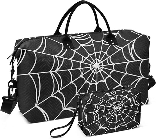 Spider Web Quilted Travel Bags Weekender Duffle Bags With Toiletry Bag Carry on Overnight Duffels Yoga Gym Bag for Airplanes Business Sports