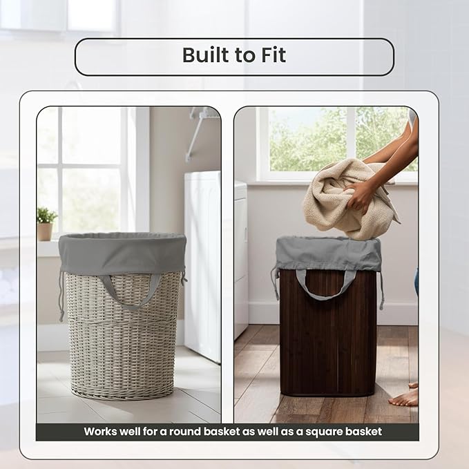 LFH Home Cotton Canvas Large Laundry Bag with Handle, Heavy Duty Drawstring Closure Washable Laundry Bags, School Travel, Home, Hotel, College Dorm, Organizer Sack, Toys 20x30-Grey