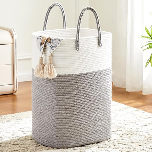 Artfeel Laundry Basket,Woven Cotton Rope Laundry Hamper,40L Versatile Storage for Dirty Clothes,Baby Toys,and Blankets in Bathroom, Nursery,and Living Room