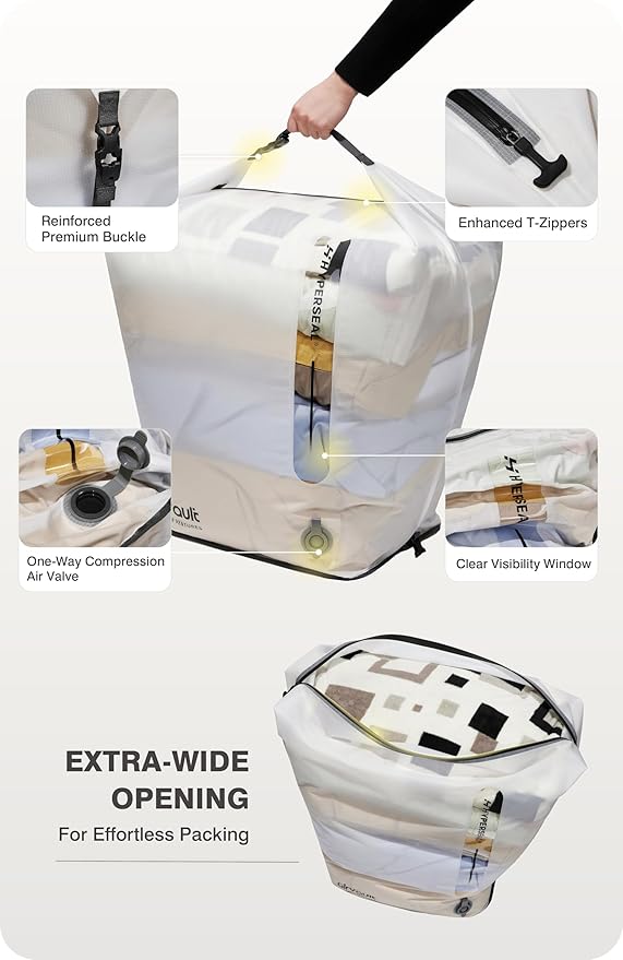 AirVault Premium Reusable Vacuum Seal Storage Bag for Carry On Suitcases & Backpack, Space Saver Airline Travel Vacpack, Pump Included (80L Tapered Duffle, 2-Pack)