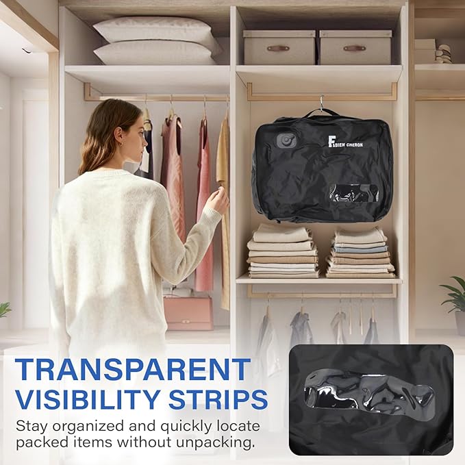 Travel Vacuum Bags with Pump,40L Built-in Air Pump Vacuum Bags for Travel,180°Open, Reusable Compression Bags for Carry On Suitcases and Backpack(1PC(Built-in Air Pump))