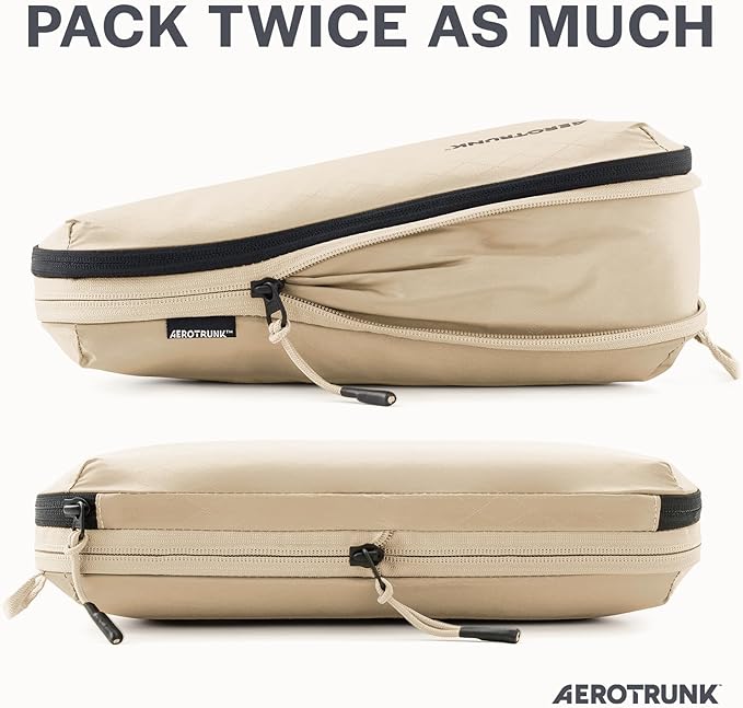 Aerotrunk Ultralight Compression Packing Cubes - Lightweight Travel Organizers for Suitcases and Luggage (6-Pack, Beige)