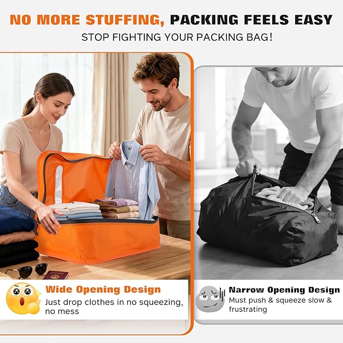 Vacuum Bags for Travel with Wired Pump, Travel Compression Bags for Clothes, 180° Open Zipper, Save 80% Space, IP68 Waterproof Travelpack Vacuum Kit for Luggage, Suitcase, Home Storage (2 Pack + Pump)