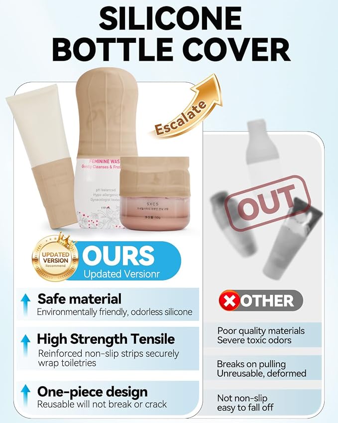 16 Pack Silicone Bottle Cover,Travel Essential for Women Men - Image 3