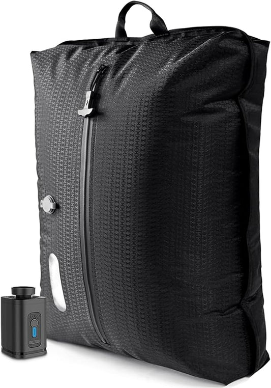 Travel Vacuum Bags with Pump–Electric Wireless Air Pump, Carry-on Size Vacuum bags for Travel, Double Layer for Luggage with IP67 Waterproof (1PC+Pump)