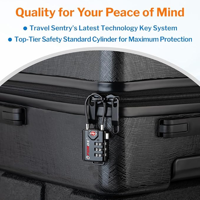 TSA Approved Cable Luggage Locks, Re-settable Combination with Alloy Body, Black 2 Locks. - Image 6