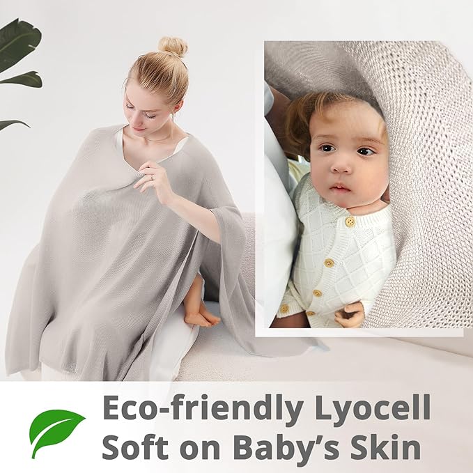 Nursing Cover for Breastfeeding – Soft & Breathable Lyocell Nursing Poncho for Mom, Lightweight Breastfeeding Cover, 360° Privacy Nursing Shawl for Travel & Pumping, Includes Laundry Bag