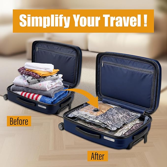 Rechargeable Wireless Pump Vacuum Bags, Portable Storage Bags for Travel and Home, Compression Packing Seal for Clothing, Clothes, Blankets, Luggage, Suitcase (9 Combo Travel Size)