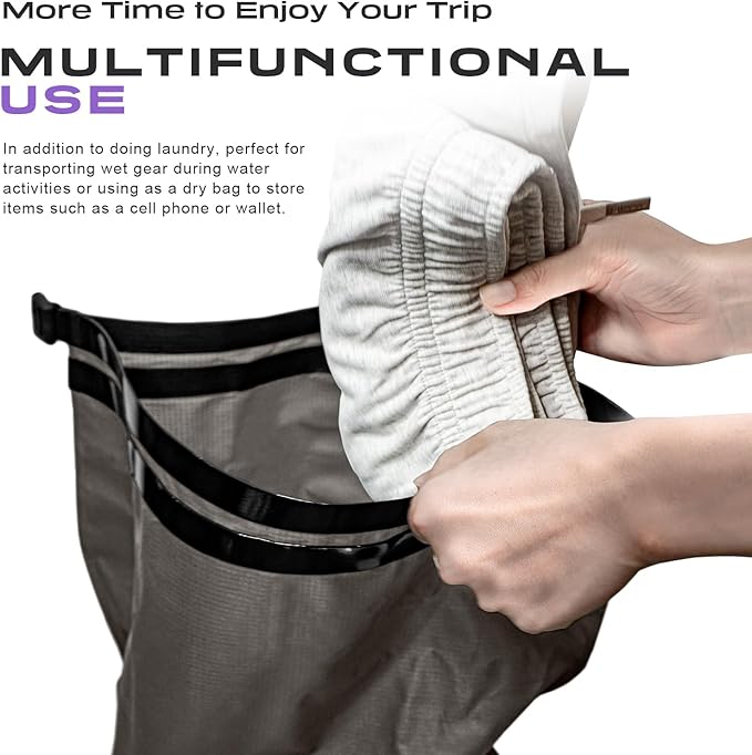 ETROL Wash Bag Portable Washing Machine, Lightweight Manual Washing Machine for Travel, Camping, Laundry, Baby Clothes, Non-Electric, With Bottom Water Outlet and Compartment - L, Gray，2PCS