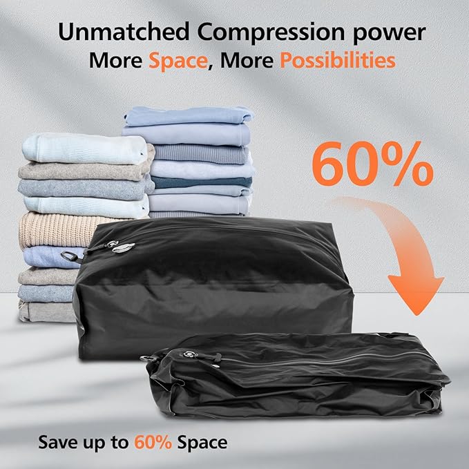 Vacuum Bags for Travel Luggage with Wireless Pump,29L Large Capacity,IP67 Waterproof,Reusable Vacuum Compression Travel Bags for Hiking & Camping,Suitcase,Home Storage(2Pack+Pump)