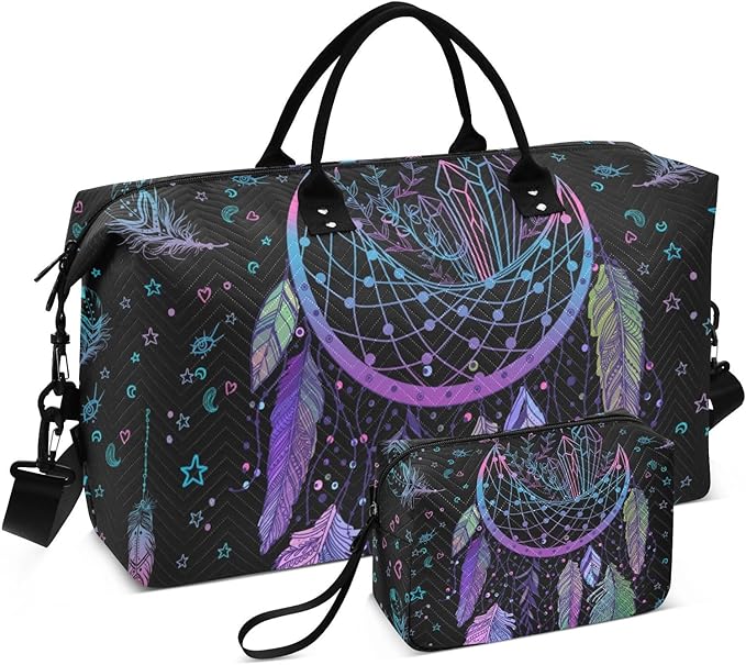 Dreamcatcher Quilted Travel Bags Weekender Duffle Bags With Toiletry Bag Carry on Overnight Duffels Yoga Gym Bag for Airplanes Business Sports