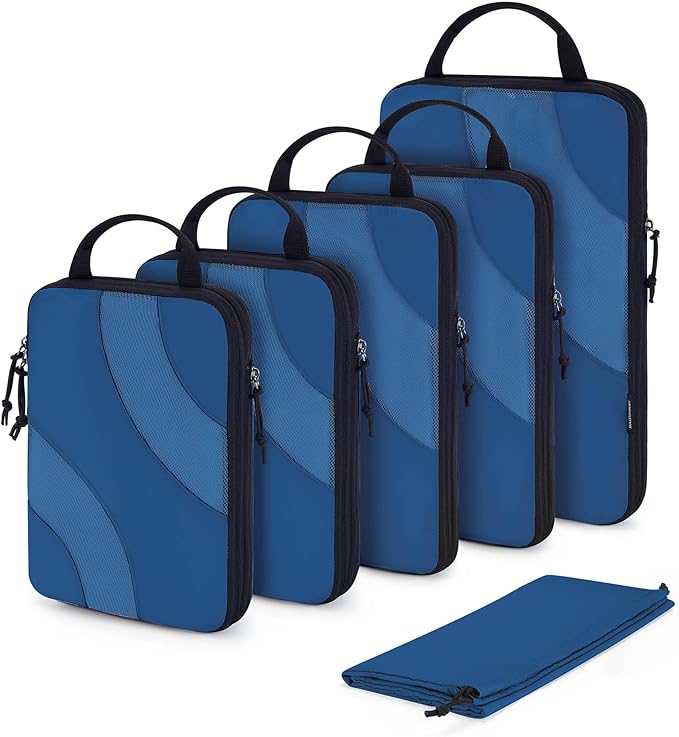BAGSMART Compression Packing Cubes, 6 Set/4 Set/2 Set Travel Packing Cubes for Carry on Suitcases, Compression Suitcase Organizers Bag Set & Travel Cubes for Luggage, Lightweight Packing Organizers