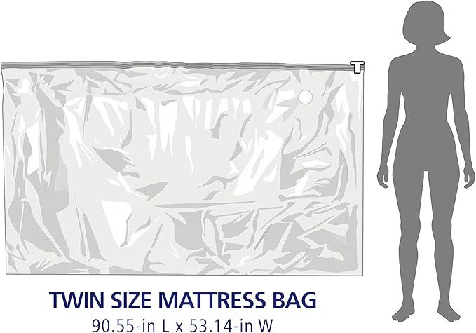 Hefty Shrink-Pak Mattress Bags for Moving – Twin/Twin XL Size | Heavy Duty & Water Resistant Vacuum Compression Mattress Bag, Storage Protection Mattress Cover for Moving