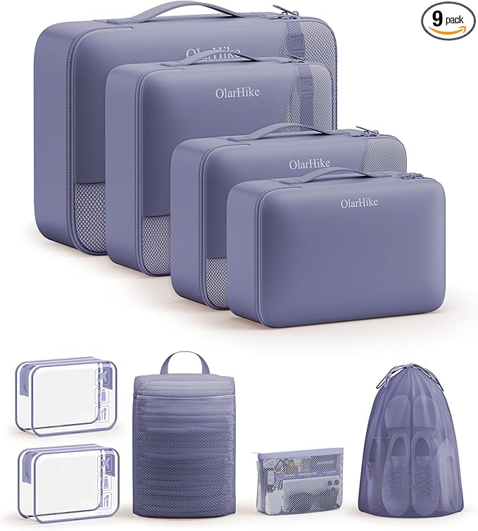 9 Set Packing Cubes for Travel, Gifts for Women Mom,Anti-Tearing Suitcase Organizer,OlarHike Vacation Essentials & Accessories for Cruise Ship