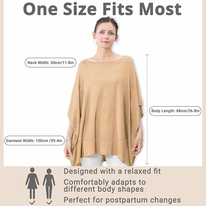 Nursing Cover for Breastfeeding – Soft & Breathable Lyocell Nursing Poncho for Mom, Lightweight Breastfeeding Cover, 360° Privacy Nursing Shawl for Travel & Pumping, Includes Laundry Bag