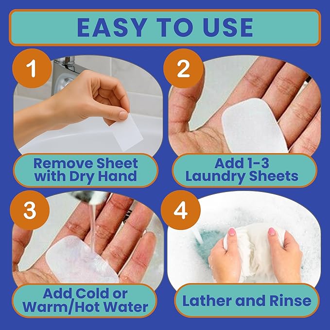 Travel Laundry Detergent Sheets Gift Set - Travel Detergent Sheets, Travel Clothesline, Foldable Laundry Bag, Canvas/Zip Bags, Great for Hotels, Campers & Cruise Essentials