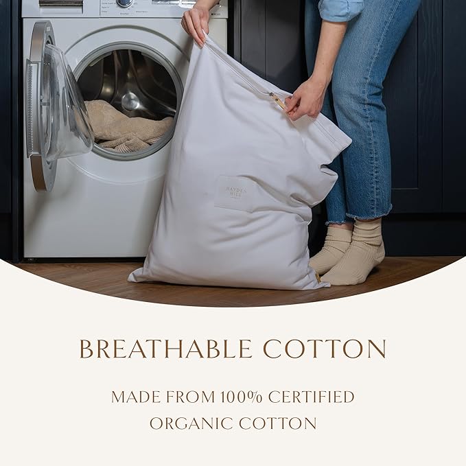 Hayden Hill Luxury Organic Cotton Travel Laundry Bags - Set of 2 Large and Small Size - For Dirty Clothes at Home, Traveling, and Packable in Luggage and Suitcase - Carbon Neutral