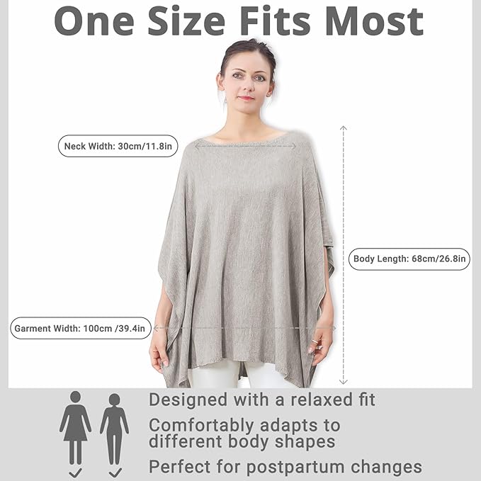 Nursing Cover for Breastfeeding – Soft & Breathable Lyocell Nursing Poncho for Mom, Lightweight Breastfeeding Cover, 360° Privacy Nursing Shawl for Travel & Pumping, Includes Laundry Bag