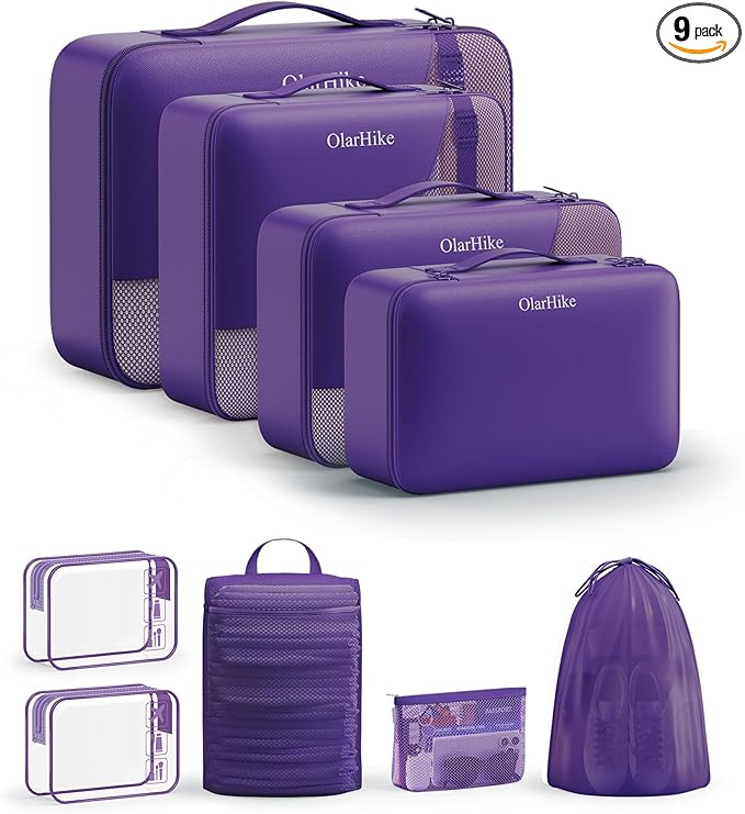 9 Set Packing Cubes for Travel, Gifts for Women Mom,Anti-Tearing Suitcase Organizer,OlarHike Vacation Essentials & Accessories for Cruise Ship