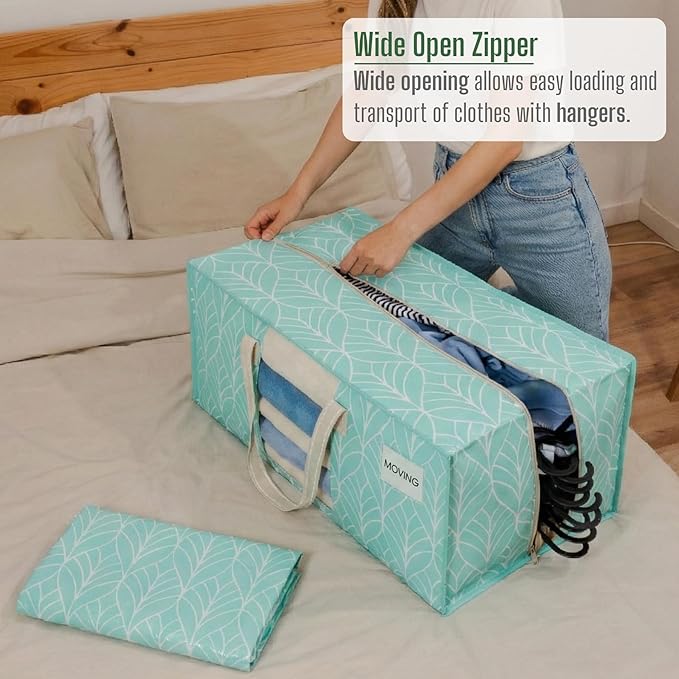 VENO 6 Pack Heavy Duty Moving Bags, Packing Bags with Clear Window, Alternative to Moving Boxes, Storage Bins for Clothes, Blankets, Comforters, College Dorm Essentials (Evergreen, 6 Pack)
