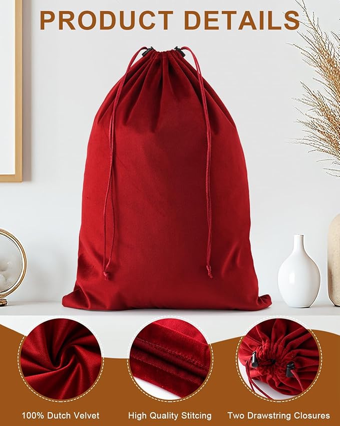 FantasyLife Shoe Bags for Travel, Washable Dust Bags for Storage & Packing, Flannel Shoe Pouch with Drawstring Closure for Purses, Handbags, Shoes & Toys (2, Rio Red, 17.3"x12.6")