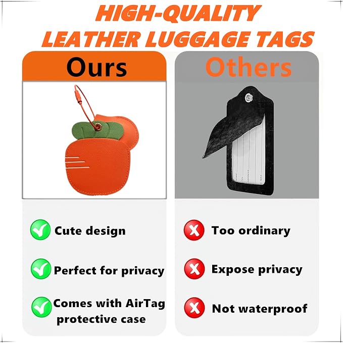 PU Leather Luggage Tag with Airtag Holder Case Set and Name ID Label - Image 3