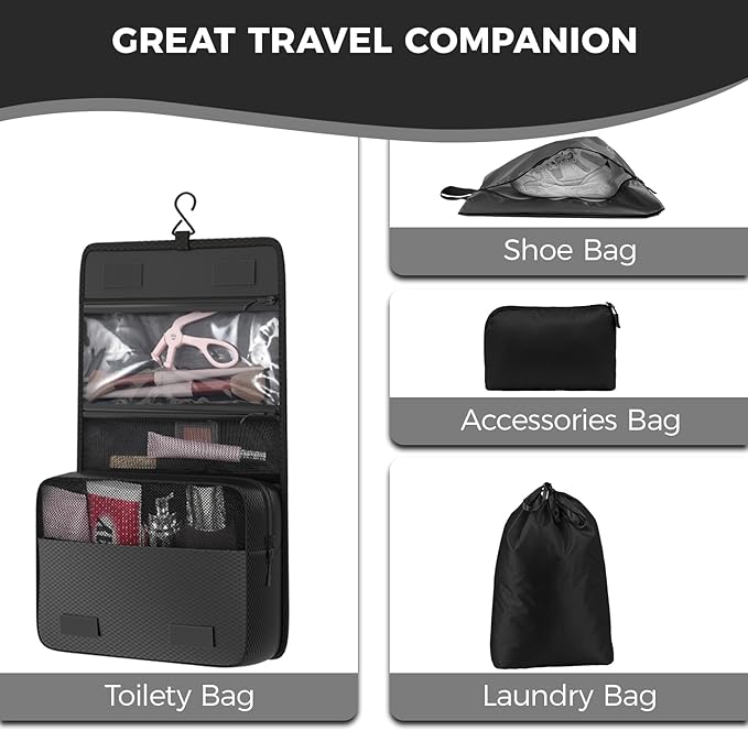 8-Piece Compression Packing Cubes for Travel, Ultralight Sleek Luggage Organizer Set for Business Trips & Frequent Travelers, Space Saving for Carry-On & Suitcase - Black