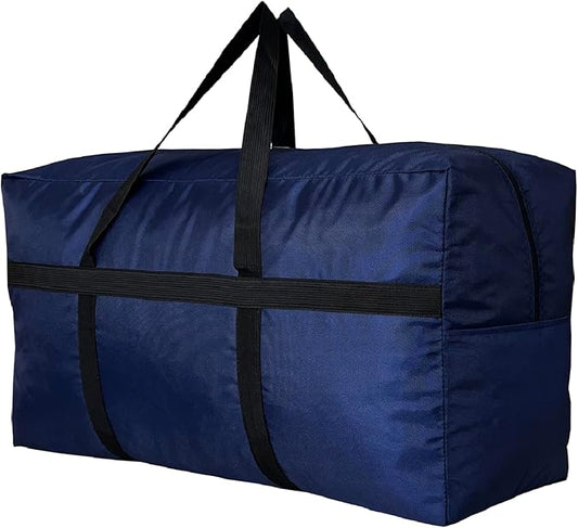 YiKitHom Extra Large Storage Duffle Bag with Zippers and Handles, Big Foldable Duffle Bag for Travel Blue 60L