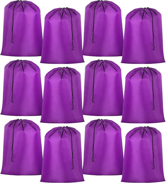 Woanger 12 Pack 28 x 45 Inch Extra Large Laundry Bags Bulk Washable Travel Laundry Bag with Drawstring Closure Large Dirty Clothes Organizer for College Dorm Home Hotel Camping(Purple)