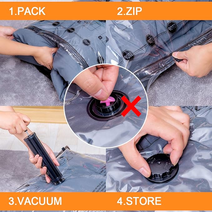 GONGSHI Vacuum Storage Bags, Space Saver Seal Bags For Clothing, Travel Luggage,Blankets, Comforters, Pillows, Clothes Storage.5 Jumbo 5 Large