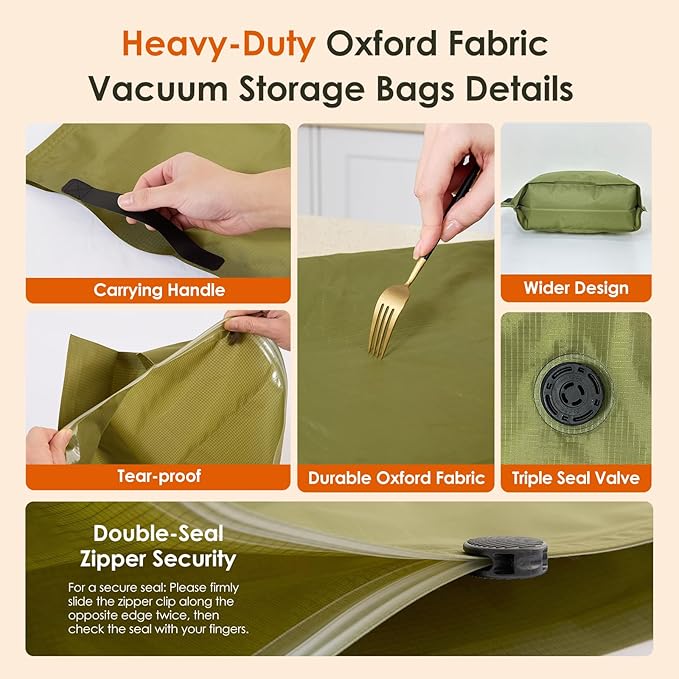 Heavy Duty Vacuum Storage Bags with Electric Pump & Hand Compression, 4 Pack Vacuum Seal Bags for Clothing, Bedding, Space Saver Bags Includes Smart QR Code for Inventory Tracking