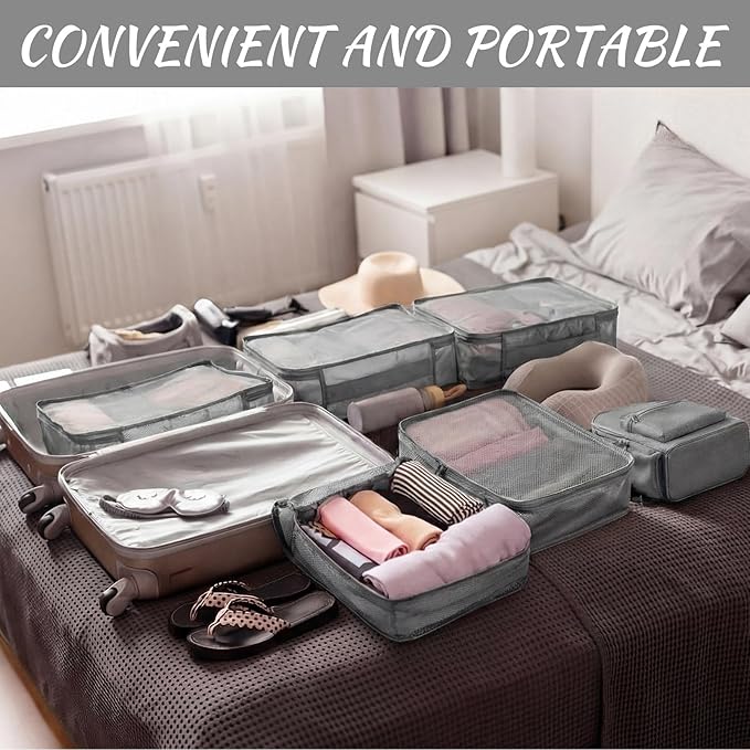 Silkfly 16 Pcs XL Packing Cube for Travel Luggage Organizer Suitcase High Capacity Large Packing Bag Bulk Reusable Mesh Travel Cube for Hiking Camping Accessory, 17.7 x 13 x 4.7 Inch (Gray)