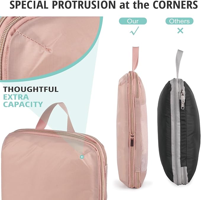 6/8 Sets Compression Packing Cubes for Travel, Bunnychill Portable Zipper Packing Cube for Cloting, Expandable Space Saver Storage Luggage Organizer Bags for Suitcases