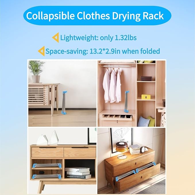 Lmaray Portable Travel Garment Rack, Compact Stainless Steel Foldable Mini Drying Clothes Rack for Travel, Camping, Hotel Room, Laundry, Dance Costume, Indoor, Outdoor (Regular)