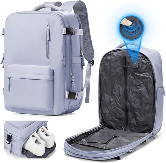 Vacuum Seal Travel Backpack Built-in Pump,Air Compression System Vacuum Vacpack Backpack Travel Bag for Women Men Carry On Suitcase Luggage Laptop Airlines Approved Daypack Space Saver Bags Purple