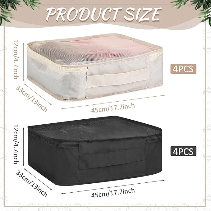 Silkfly 8 Pcs XL Packing Cube for Travel Luggage Organizer Suitcase High Capacity Large Packing Bag Bulk Reusable Mesh Travel Cube for Hiking Camping Accessory, 17.7 x 13 x 4.7 Inch (Black Beige)