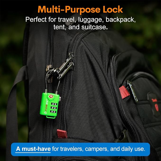 Forge TSA Approved Luggage Locks, Re-settable Combination with Alloy Body(Green 2 Locks) - Image 7