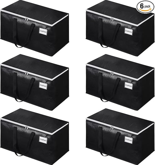 Extra Large Moving Boxes-Moving Bags with Zipper, Carrying Handles and Tag Pocket-Moving Supplies for Space Saving-Totes for Storage - for moving, Storage, Camping and Travel 93L-6 Pack