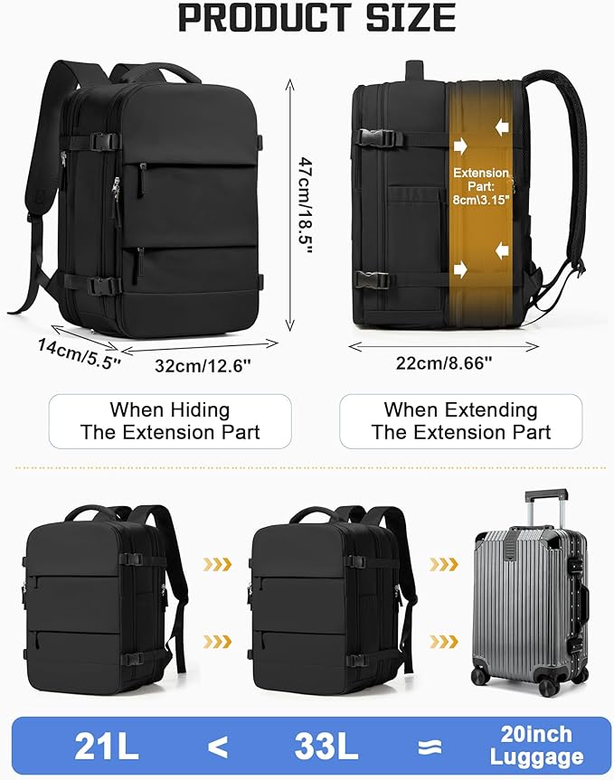wepadre Vacuum Backpack Travel with Pump Travel Backpack with Vacuum System Expandable Vacpack Compression Backpacks for Travel Easy Vac Pack Carry on Luggage
