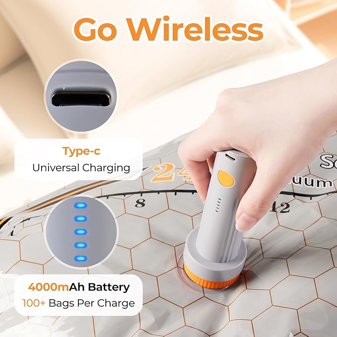 Rechargeable Wireless Pump Travel Storage Bags，20 Pack Storage Bags Vacuum Sealed，Travel & Home Organizer Set, Multi-Size Space-Saving Bags, Suitable Closet Luggage Bedding Clothing Storage