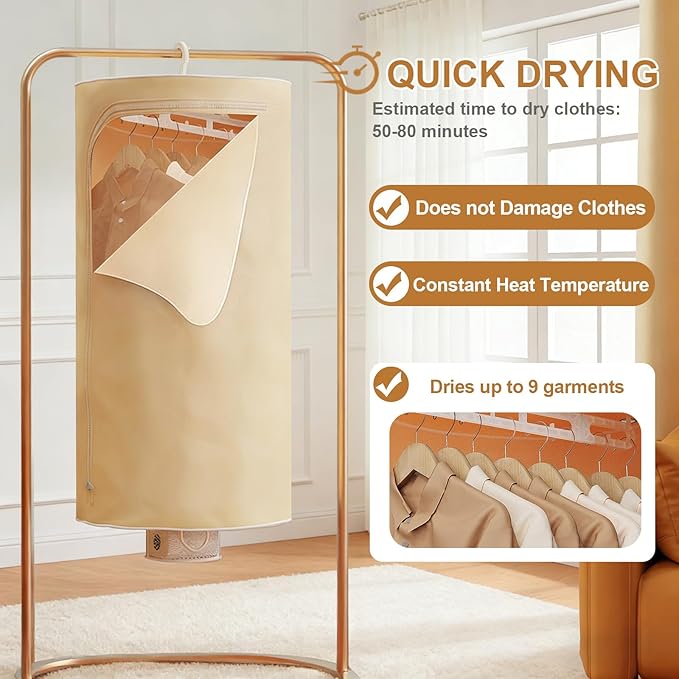 3-in-1 Multifunctional Portable Dryer for laundry Clothes Dryer, Boot Dryer, With Time Setting、Remote Control, Laundry, Apartments, RV, Travel, Low noise、Energy Saving