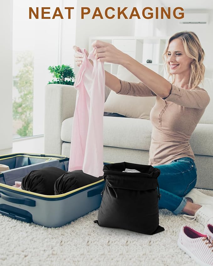FantasyLife Shoe Bags for Travel, Washable Dust Bags for Storage & Packing, Flannel Shoe Pouch with Drawstring Closure for Purses, Handbags, Shoes & Toys (4, Black Beauty, 17.3"x12.6")