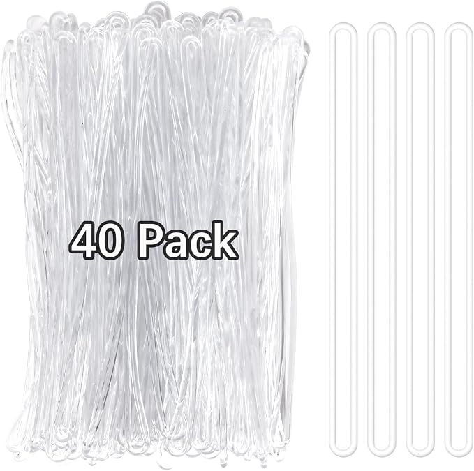 40 Pack Clear Plastic Luggage Tag Loops, Durable Worm Loops for Luggage Tags, ID Cards, Name Tags, Badge Holders, 6 Inch Bulk Luggage Tag Straps, Bag Tag Loops for Suitcase & Travel Bag Accessories by OfficeandTravelmust-haves